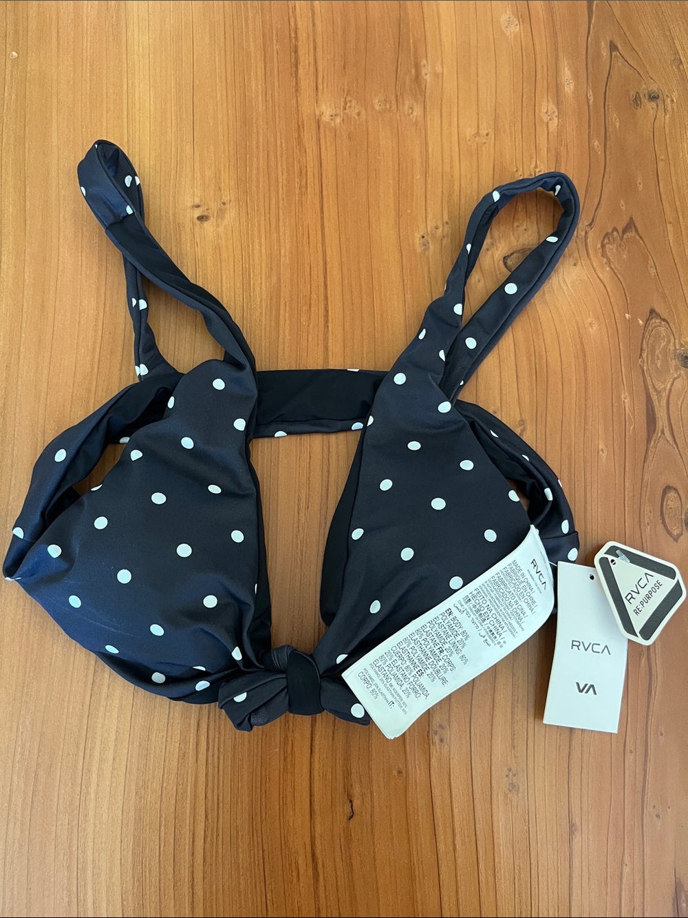 RVCA black and White Polka Dot Bikini Top